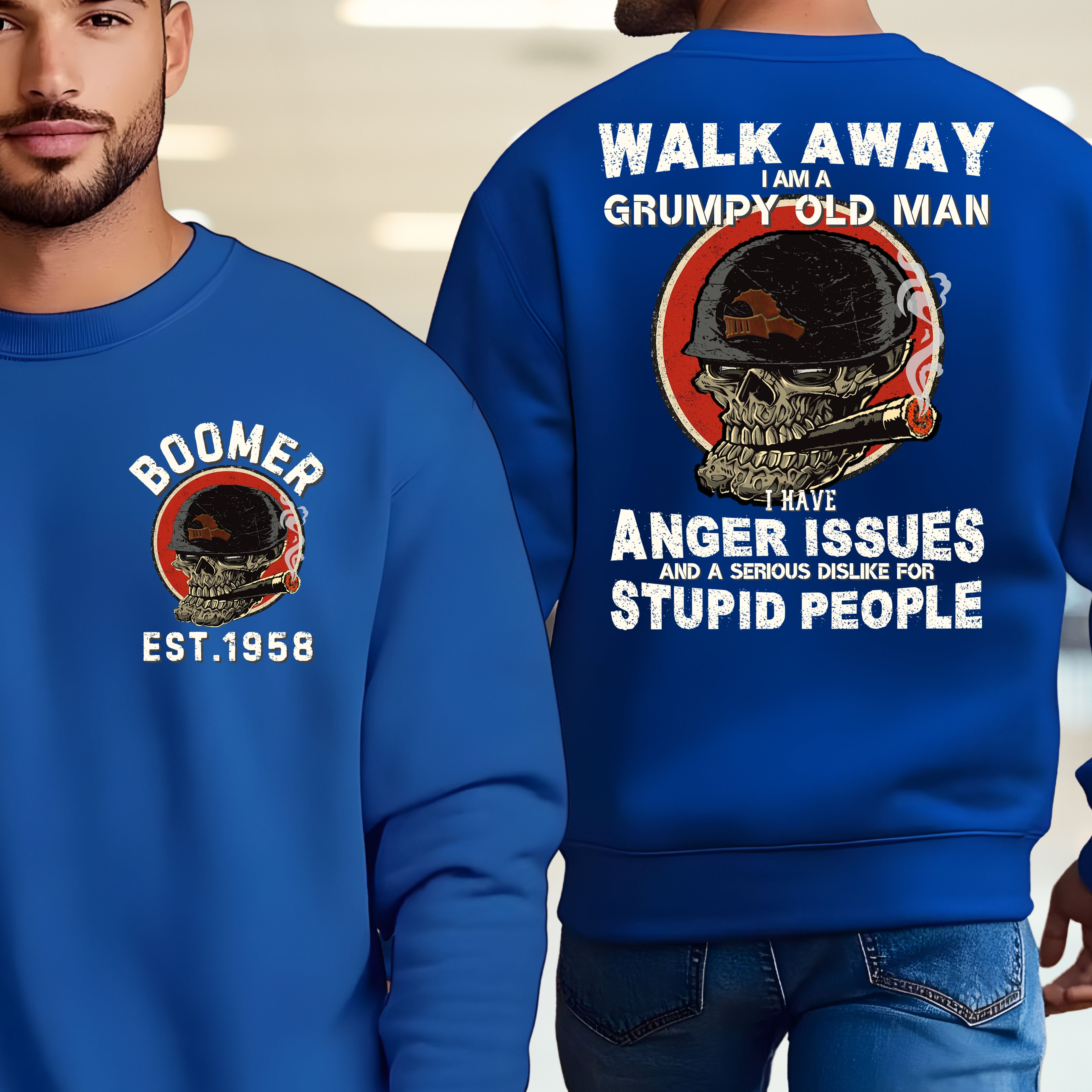 Boomer Custom Year Sweatshirt : Walk away , I'm a crumpy old man