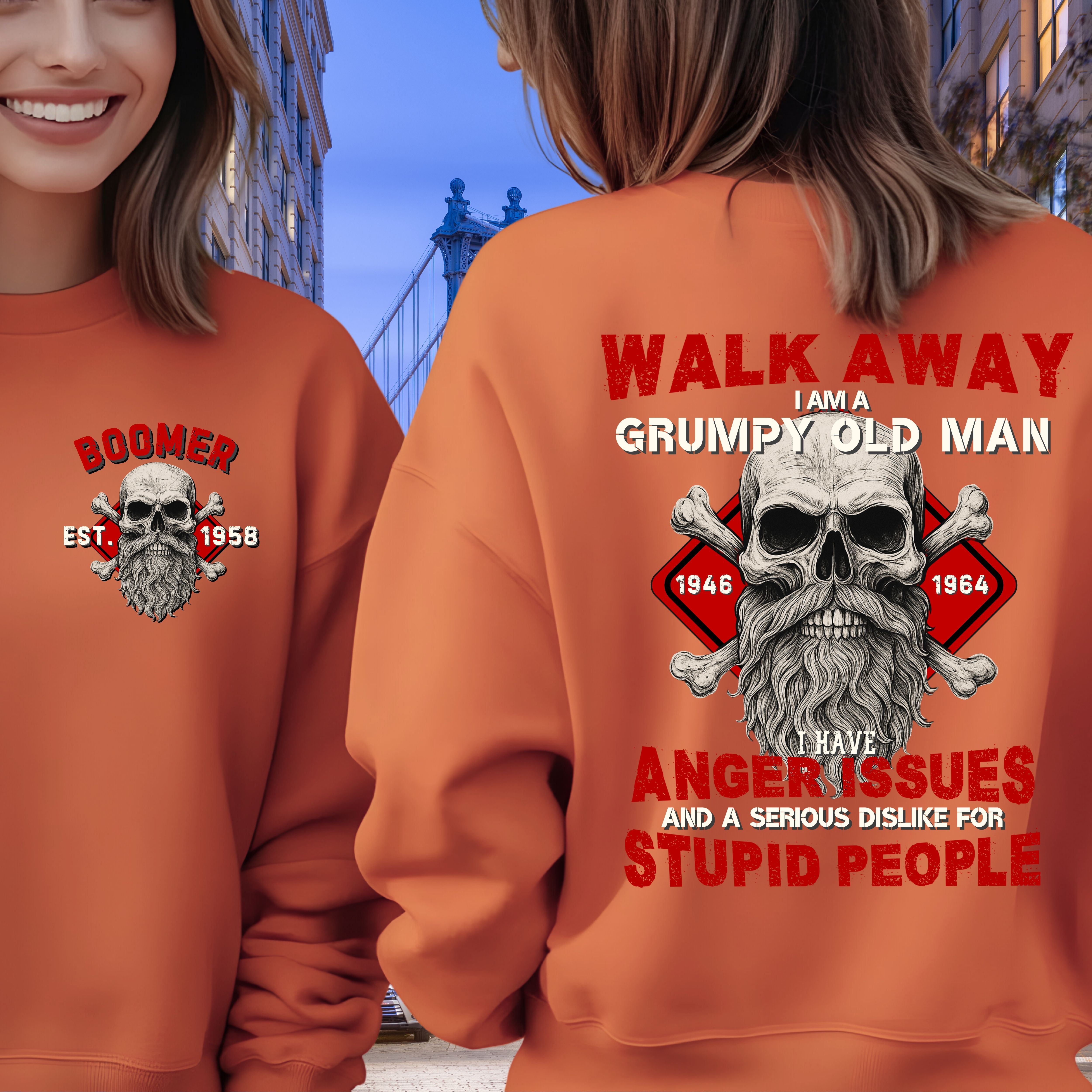 Boomer Custom Year Sweatshirt : Walk away , I'm a crumpy old man