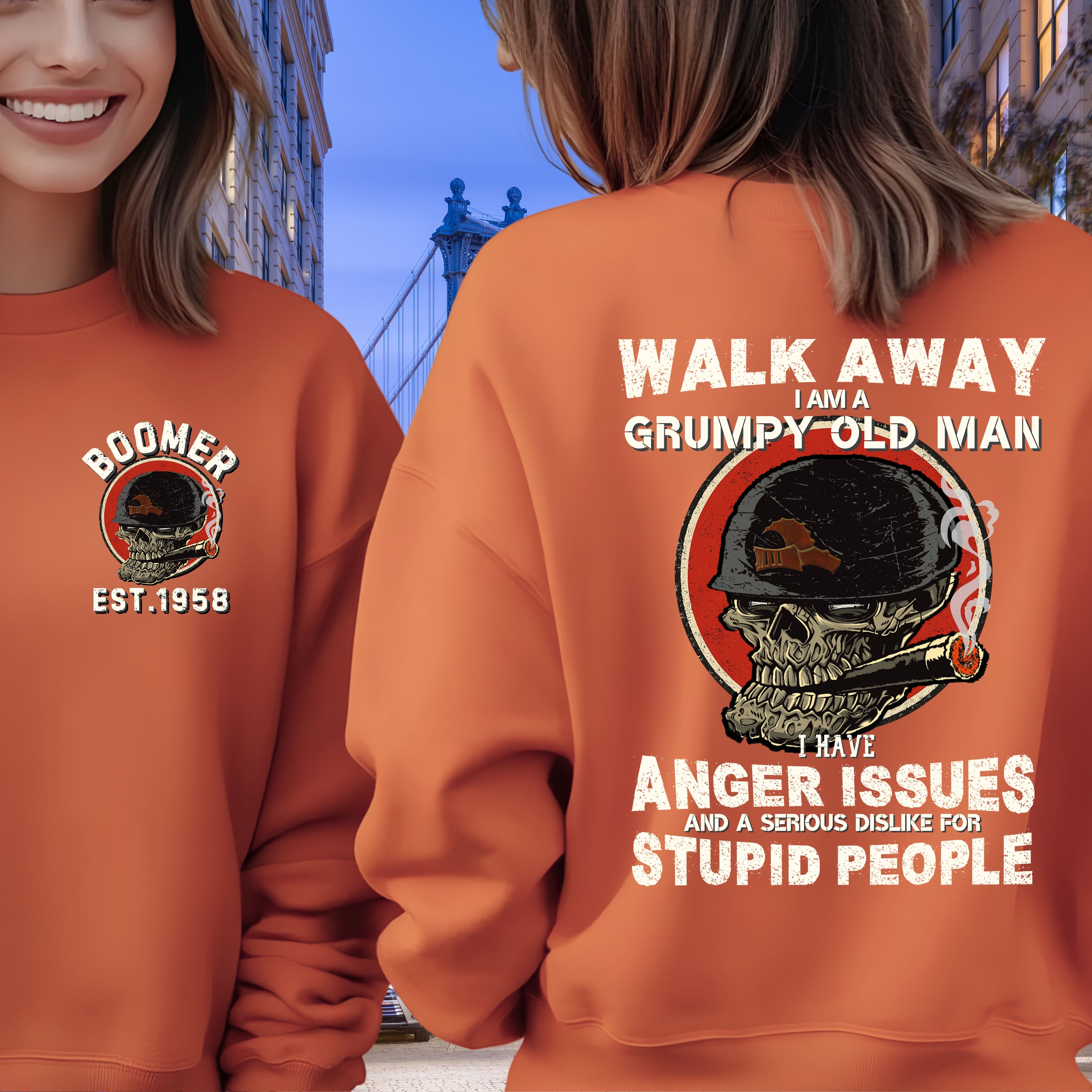 Boomer Custom Year Sweatshirt : Walk away , I'm a crumpy old man