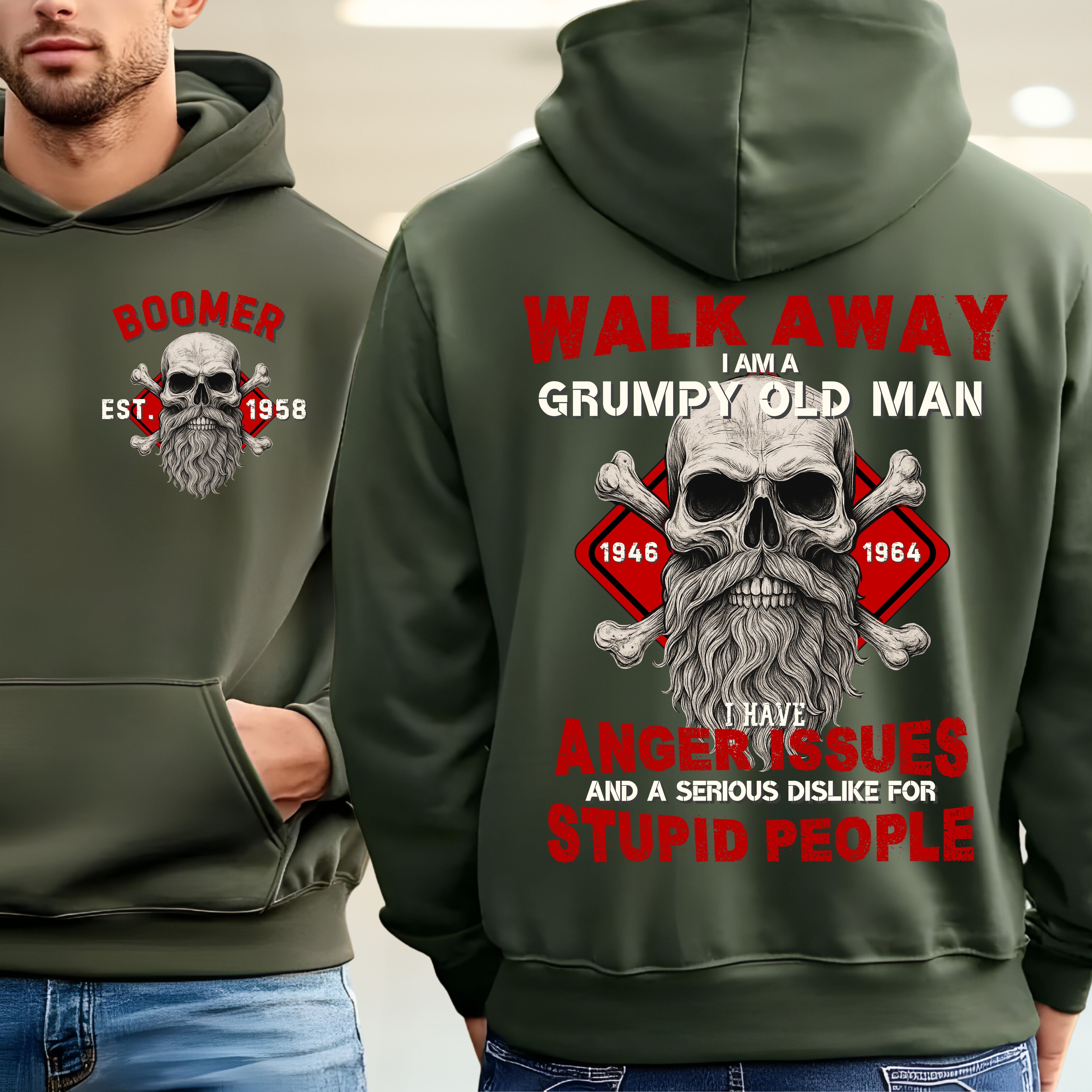 Boomer Custom Year Hoodie : Walk away , I'm a crumpy old man